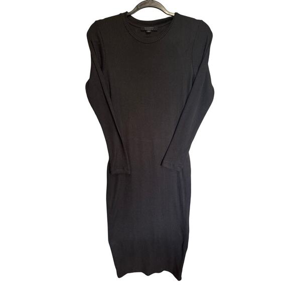 ALLSAINTS Molly Ribbed Open Back Long Sleeve Midi Dress Size 6 - Picture 3 of 13